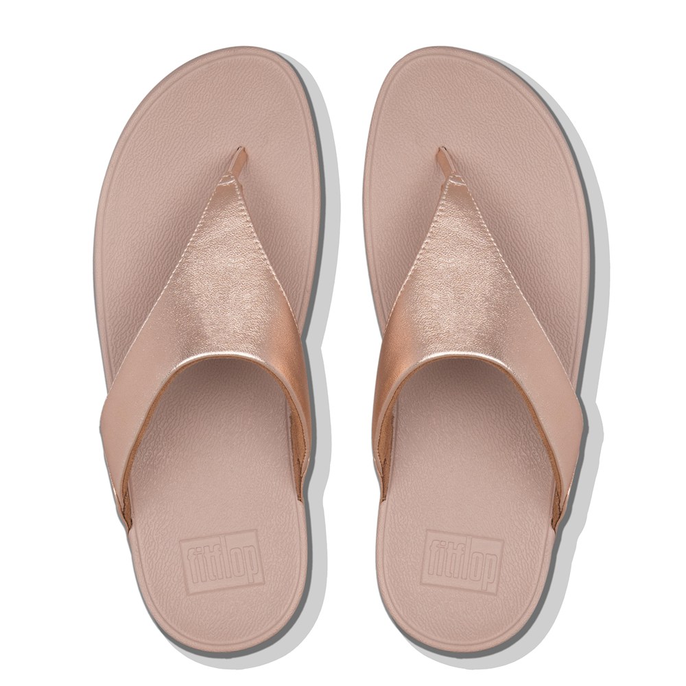 Fitflop Womens Sandals Rose Gold - Lulu Leather Toe-post - CU4960832